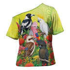 Australian Native Birds Cross Shoulder Shirt Art Dot Painting Pattern
