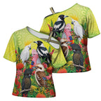 Australian Native Birds Cross Shoulder Shirt Art Dot Painting Pattern