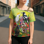 Australian Native Birds Cross Shoulder Shirt Art Dot Painting Pattern