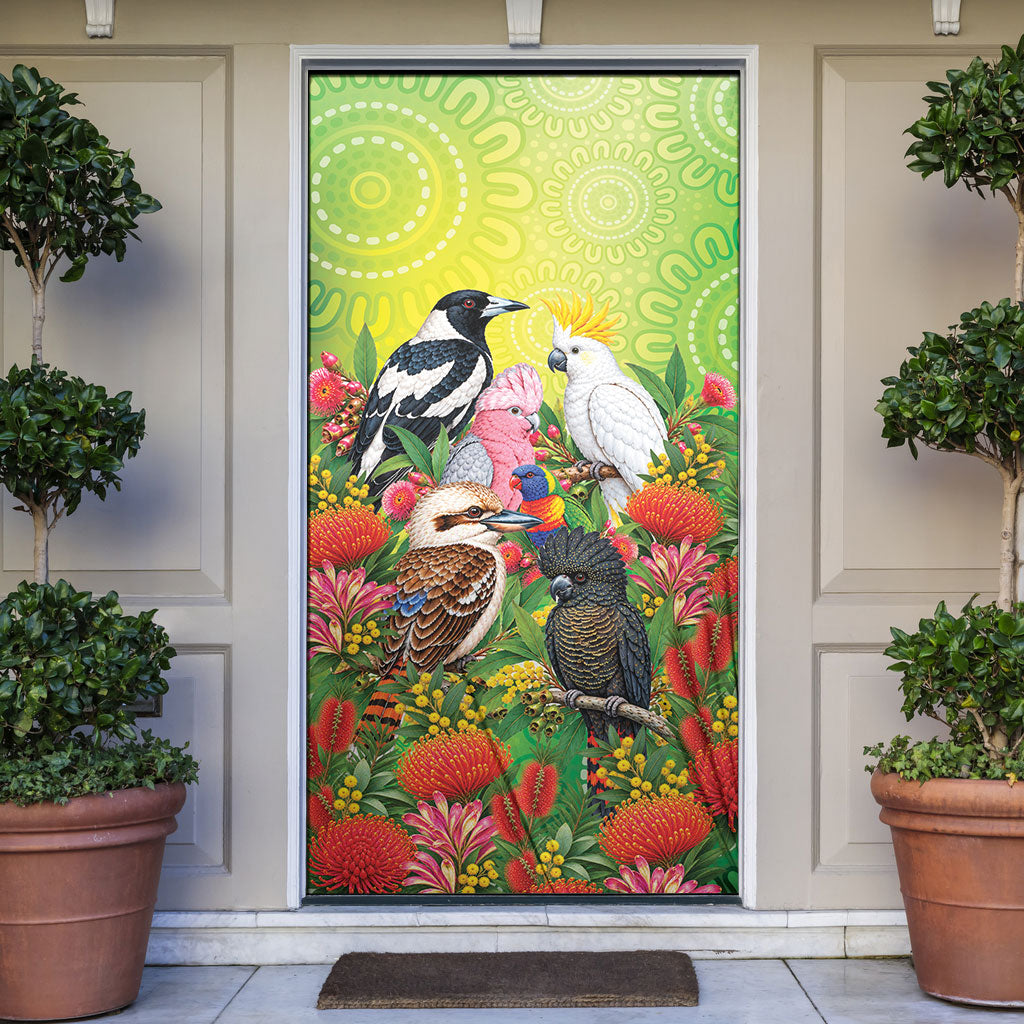 Australian Native Birds Door Cover Art Dot Painting Pattern