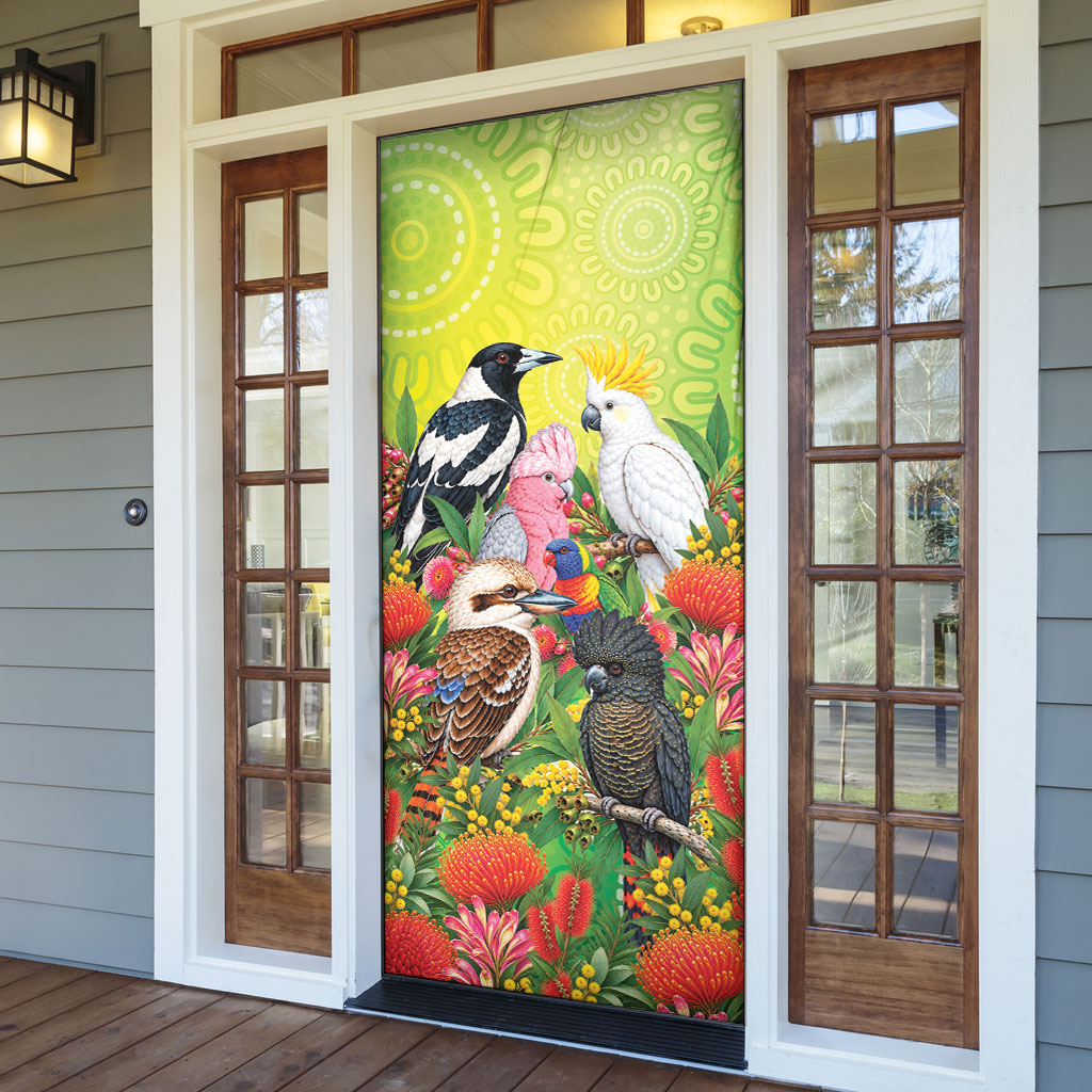 Australian Native Birds Door Cover Art Dot Painting Pattern