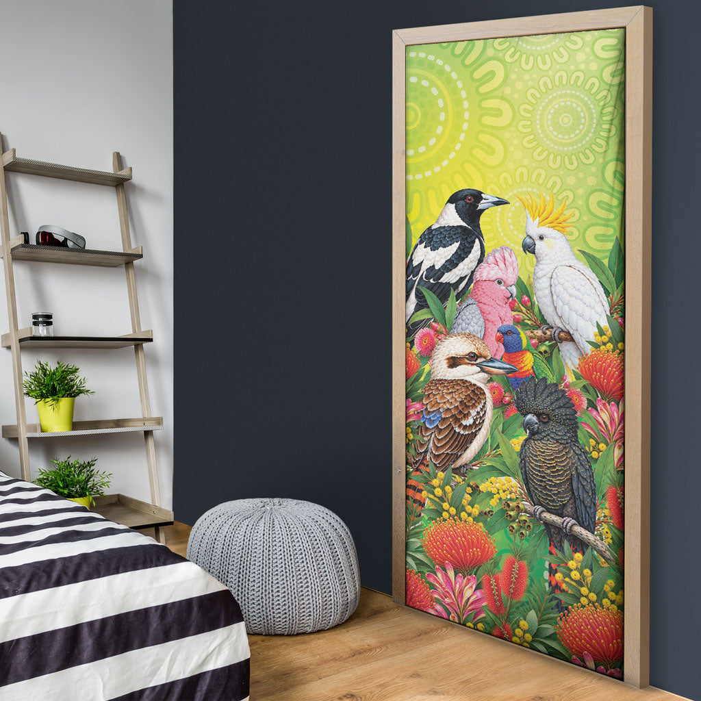 Australian Native Birds Door Cover Art Dot Painting Pattern
