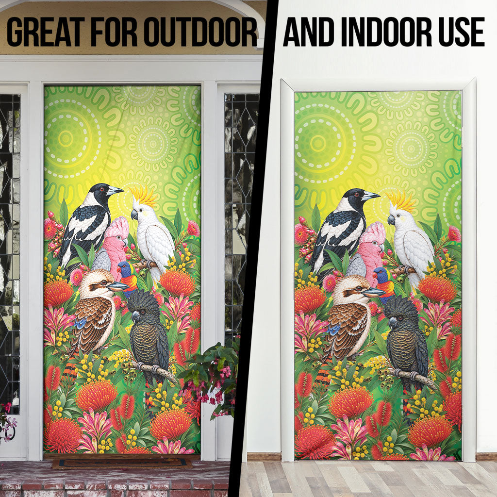 Australian Native Birds Door Cover Art Dot Painting Pattern