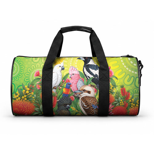 Australian Native Birds Duffle Bag Art Dot Painting Pattern