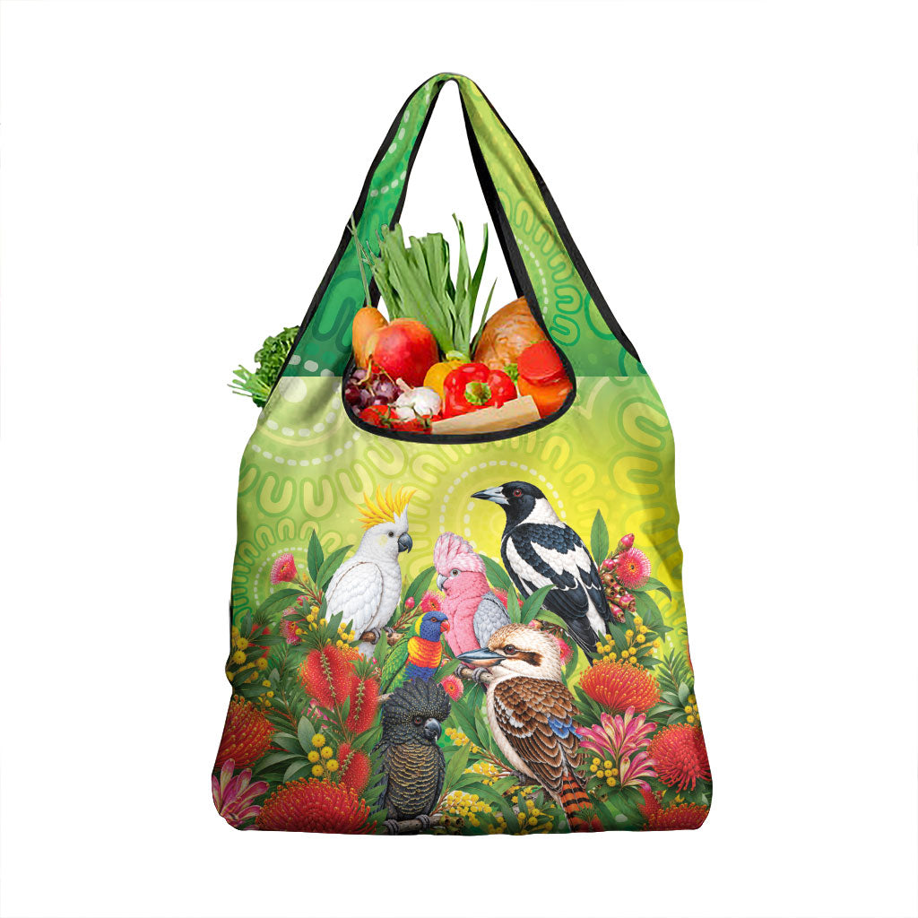Australian Native Birds Grocery Bag Art Dot Painting Pattern
