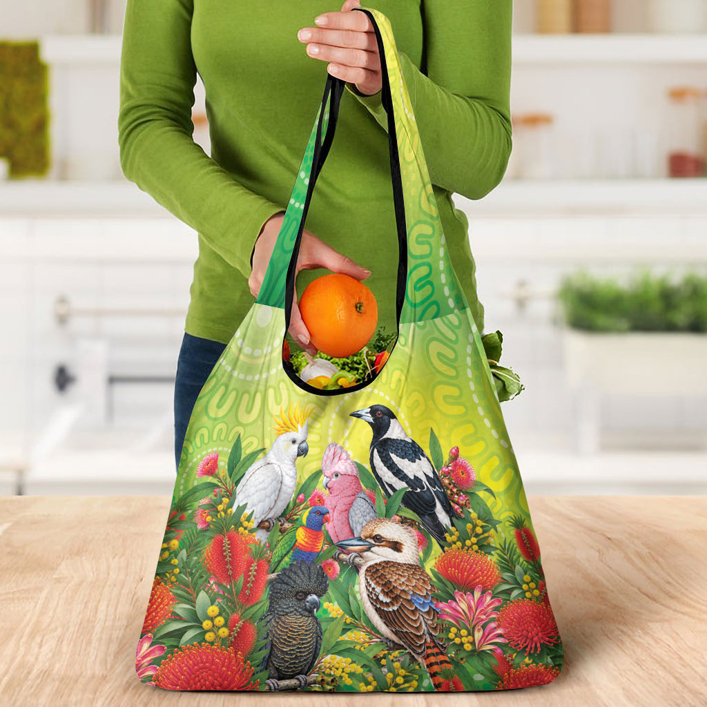 Australian Native Birds Grocery Bag Art Dot Painting Pattern