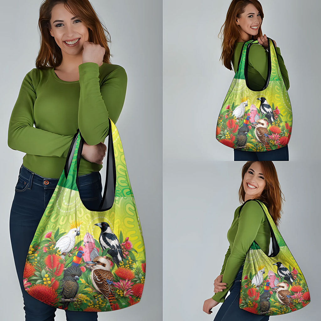Australian Native Birds Grocery Bag Art Dot Painting Pattern