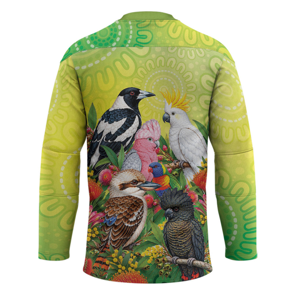 Australian Native Birds Hockey Jersey Art Dot Painting Pattern