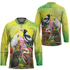 Australian Native Birds Hockey Jersey Art Dot Painting Pattern