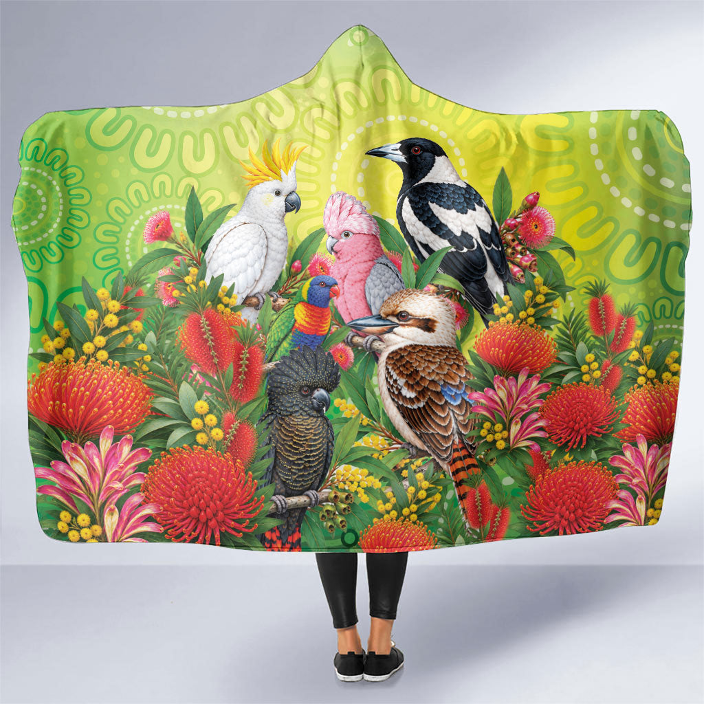 Australian Native Birds Hooded Blanket Art Dot Painting Pattern