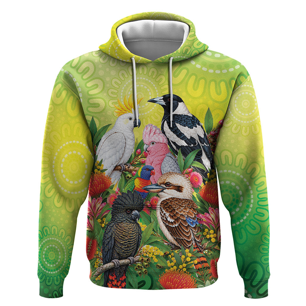 Australian Native Birds Hoodie Art Dot Painting Pattern