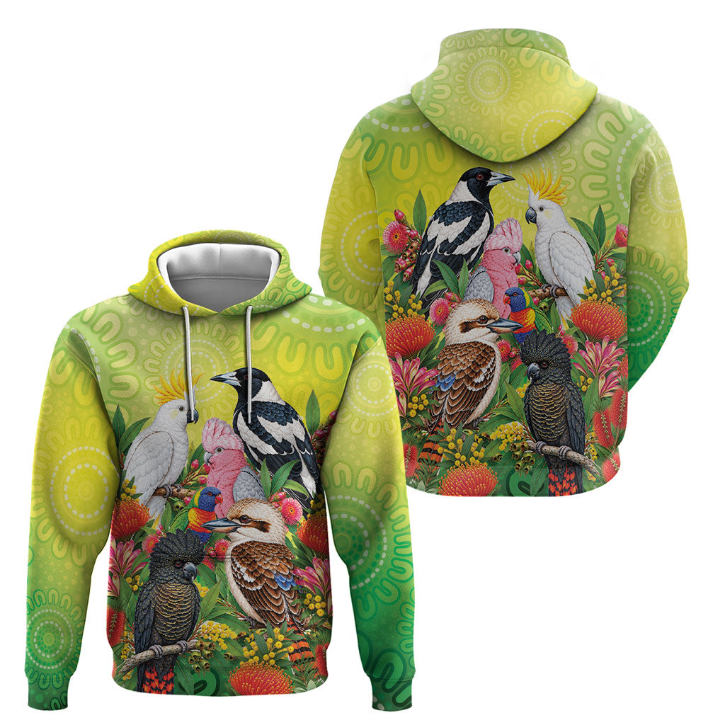 Australian Native Birds Hoodie Art Dot Painting Pattern