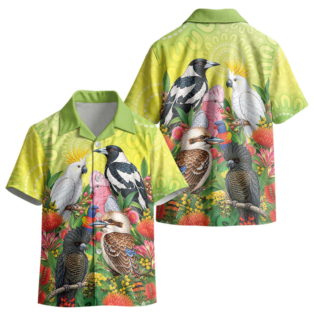 Australian Native Birds Kid Hawaiian Shirt Art Dot Painting Pattern