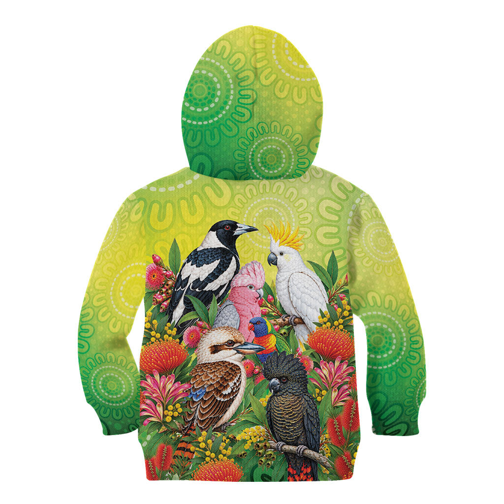 Australian Native Birds Kid Hoodie Art Dot Painting Pattern