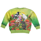 Australian Native Birds Kid Ugly Christmas Sweater Art Dot Painting Pattern