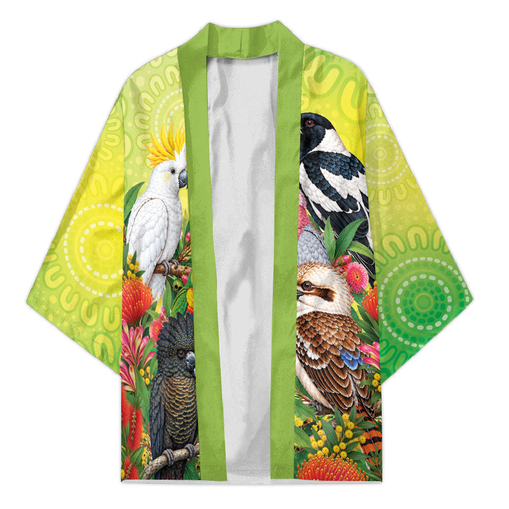 Australian Native Birds Kimono Art Dot Painting Pattern