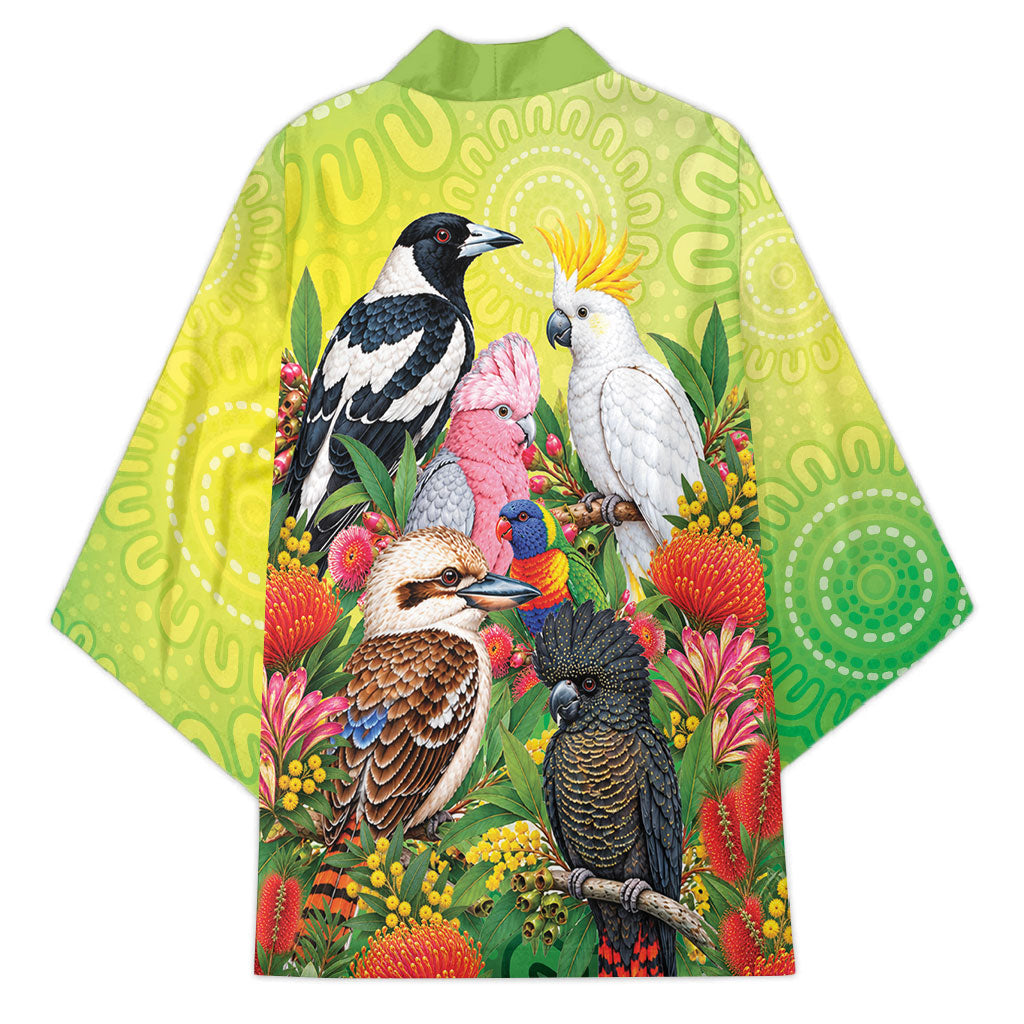 Australian Native Birds Kimono Art Dot Painting Pattern