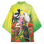 Australian Native Birds Kimono Art Dot Painting Pattern