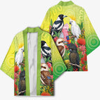 Australian Native Birds Kimono Art Dot Painting Pattern