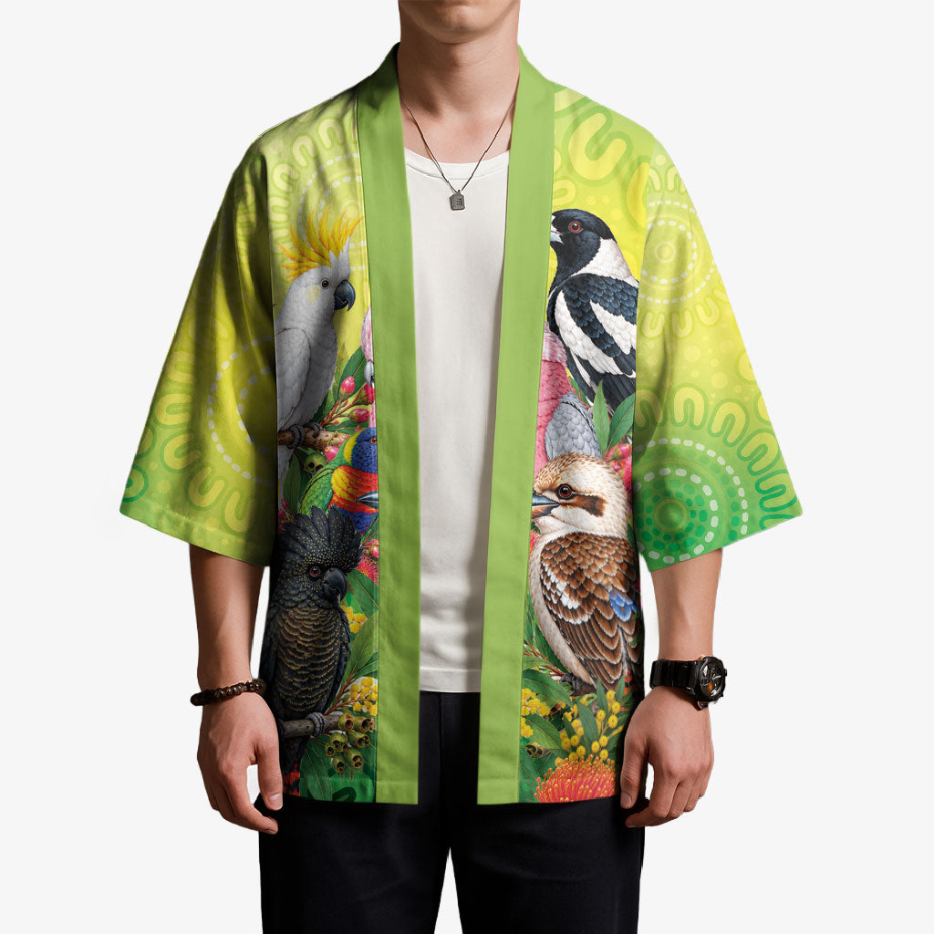 Australian Native Birds Kimono Art Dot Painting Pattern