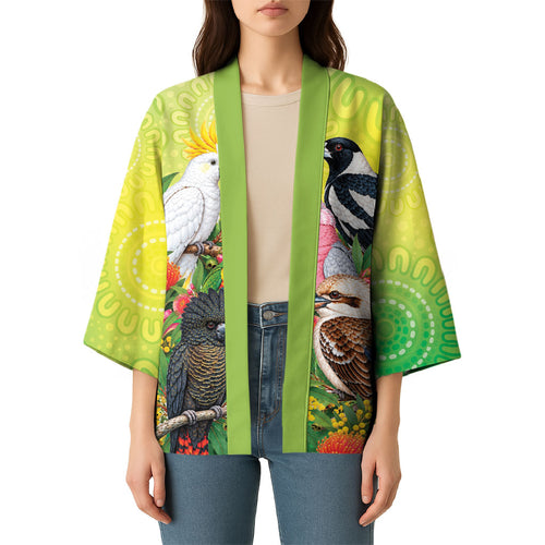 Australian Native Birds Kimono Art Dot Painting Pattern