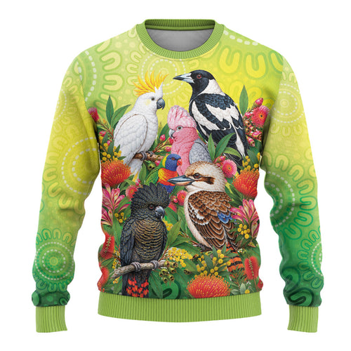 Australian Native Birds Ugly Christmas Sweater Art Dot Painting Pattern
