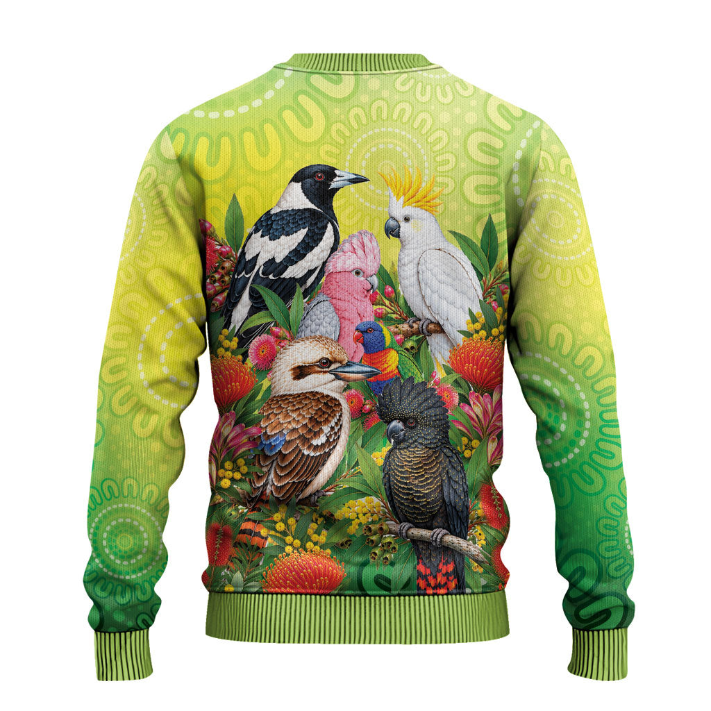 Australian Native Birds Ugly Christmas Sweater Art Dot Painting Pattern