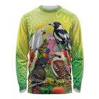 Australian Native Birds Long Sleeve Shirt Art Dot Painting Pattern