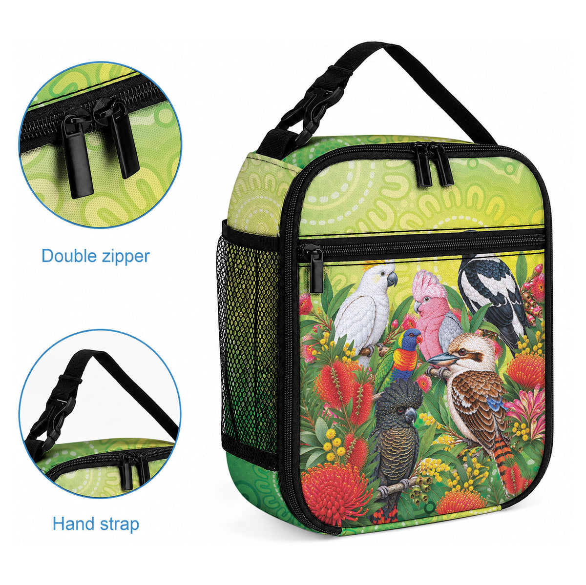 Australian Native Birds Lunch Bag Art Dot Painting Pattern