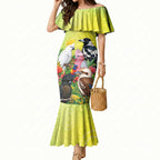 Australian Native Birds Mermaid Dress Art Dot Painting Pattern