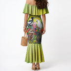 Australian Native Birds Mermaid Dress Art Dot Painting Pattern
