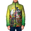 Australian Native Birds Padded Jacket Art Dot Painting Pattern