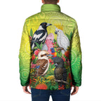 Australian Native Birds Padded Jacket Art Dot Painting Pattern