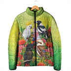 Australian Native Birds Padded Jacket Art Dot Painting Pattern