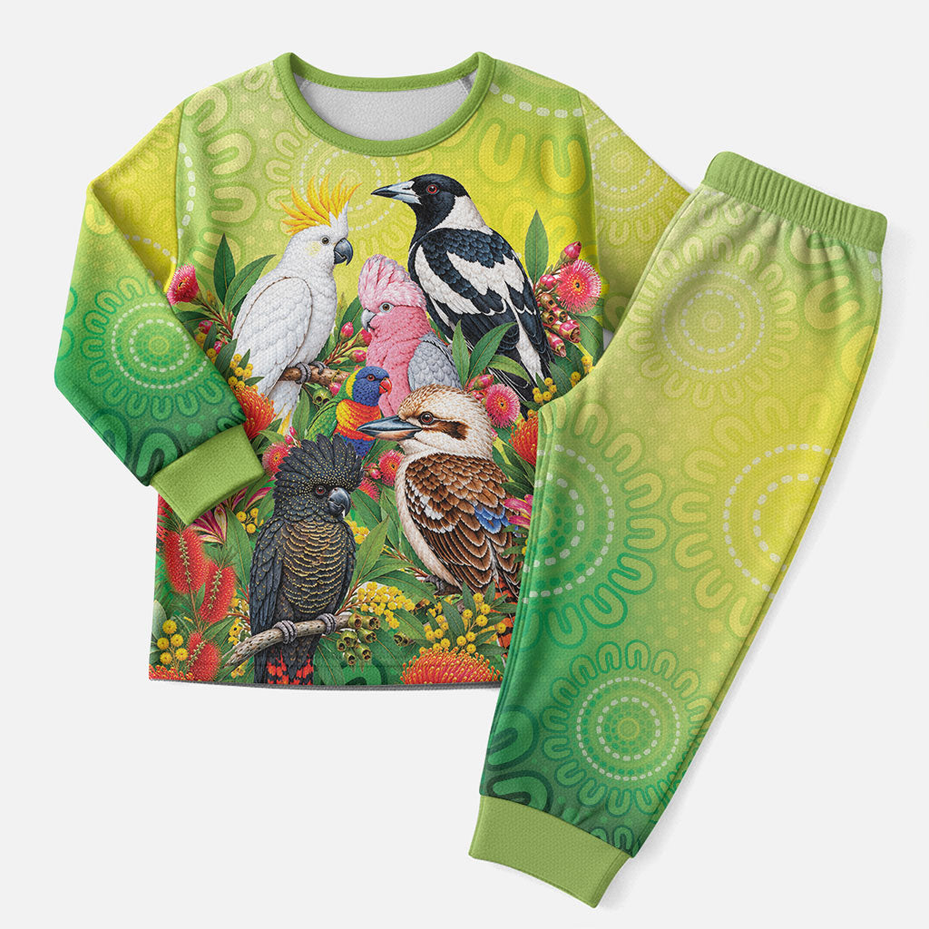 Australian Native Birds Christmas Pajama Set Art Dot Painting Pattern
