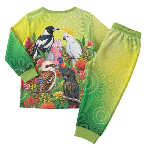 Australian Native Birds Christmas Pajama Set Art Dot Painting Pattern