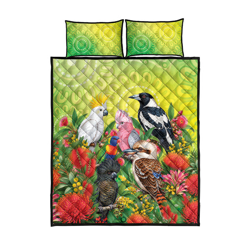 Australian Native Birds Quilt Bed Set Art Dot Painting Pattern