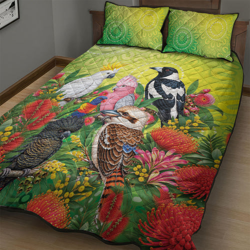 Australian Native Birds Quilt Bed Set Art Dot Painting Pattern