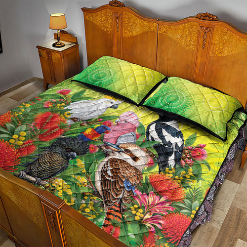 Australian Native Birds Quilt Bed Set Art Dot Painting Pattern