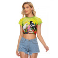 Australian Native Birds Raglan Cropped T Shirt Art Dot Painting Pattern