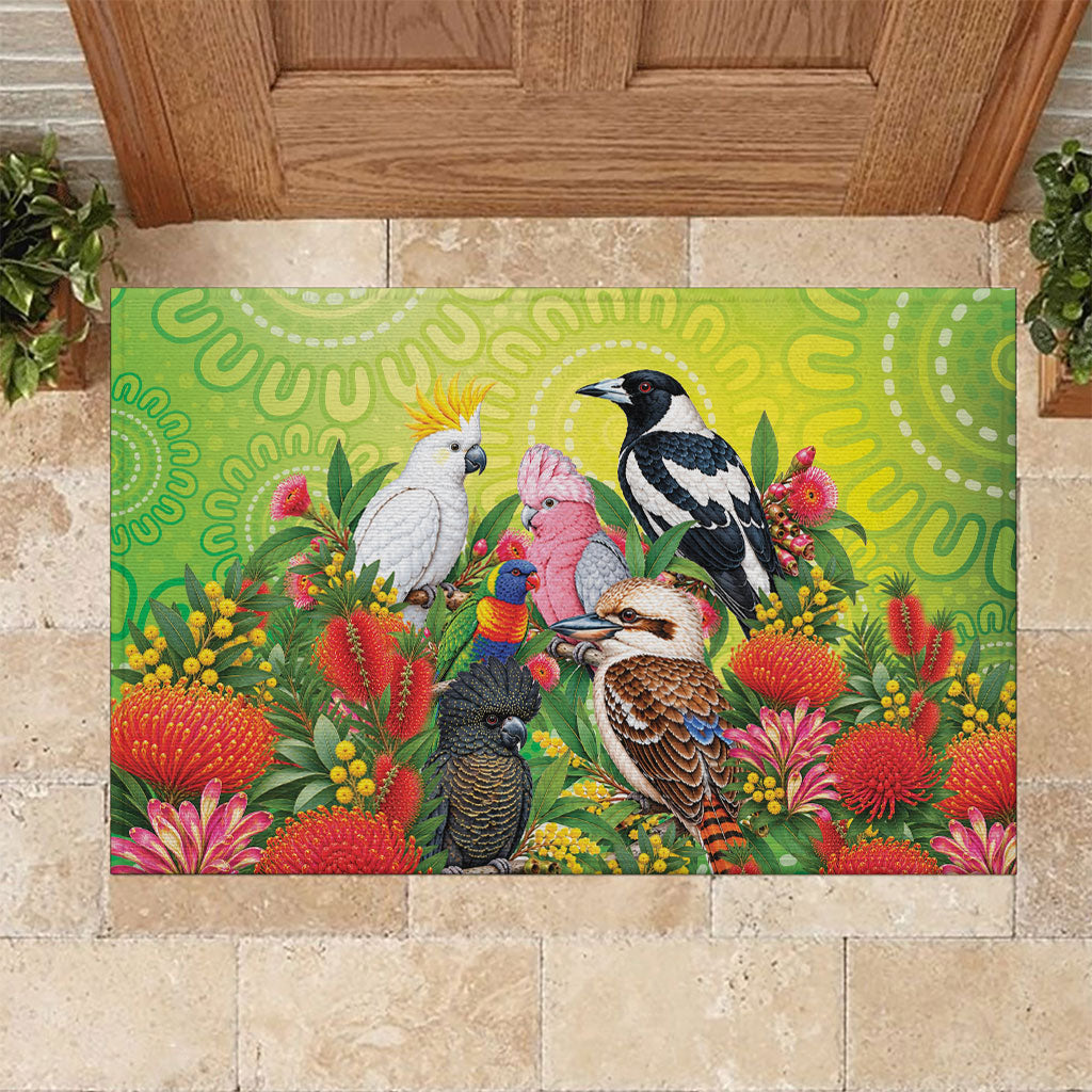 Australian Native Birds Rubber Doormat Art Dot Painting Pattern