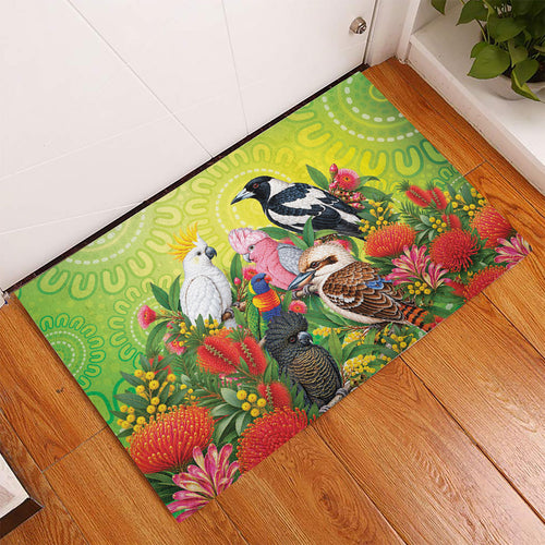 Australian Native Birds Rubber Doormat Art Dot Painting Pattern