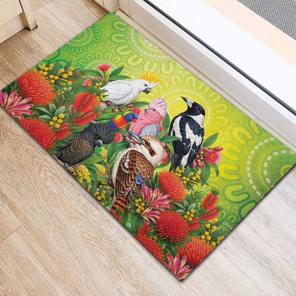Australian Native Birds Rubber Doormat Art Dot Painting Pattern