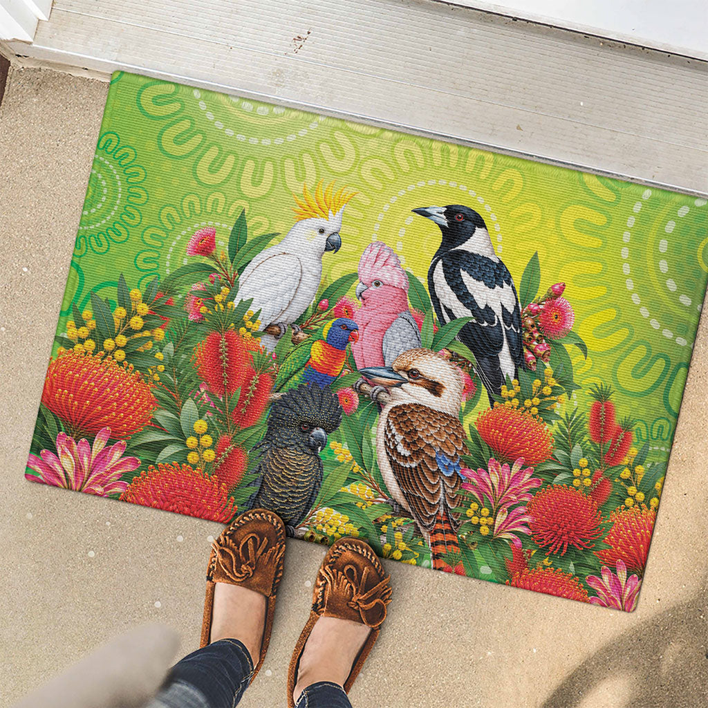 Australian Native Birds Rubber Doormat Art Dot Painting Pattern