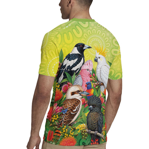 Australian Native Birds Rugby Jersey Art Dot Painting Pattern