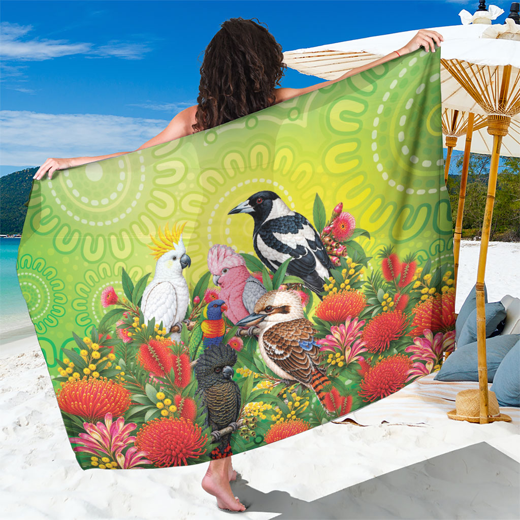 Australian Native Birds Sarong Art Dot Painting Pattern