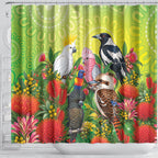 Australian Native Birds Shower Curtain Art Dot Painting Pattern