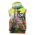 Australian Native Birds Sleeveless Hoodie Art Dot Painting Pattern