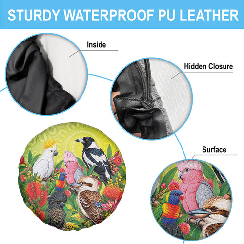 Australian Native Birds Spare Tire Cover Art Dot Painting Pattern
