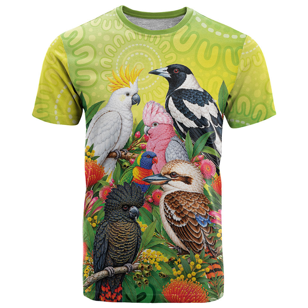 Australian Native Birds T Shirt Art Dot Painting Pattern